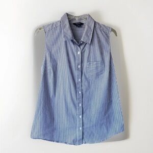 Hayes Women's Lightweight Short Sleeve Striped Blouse Button Up Pocket Size L